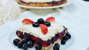 Raspberry, White, and Blueberry Pie Bars